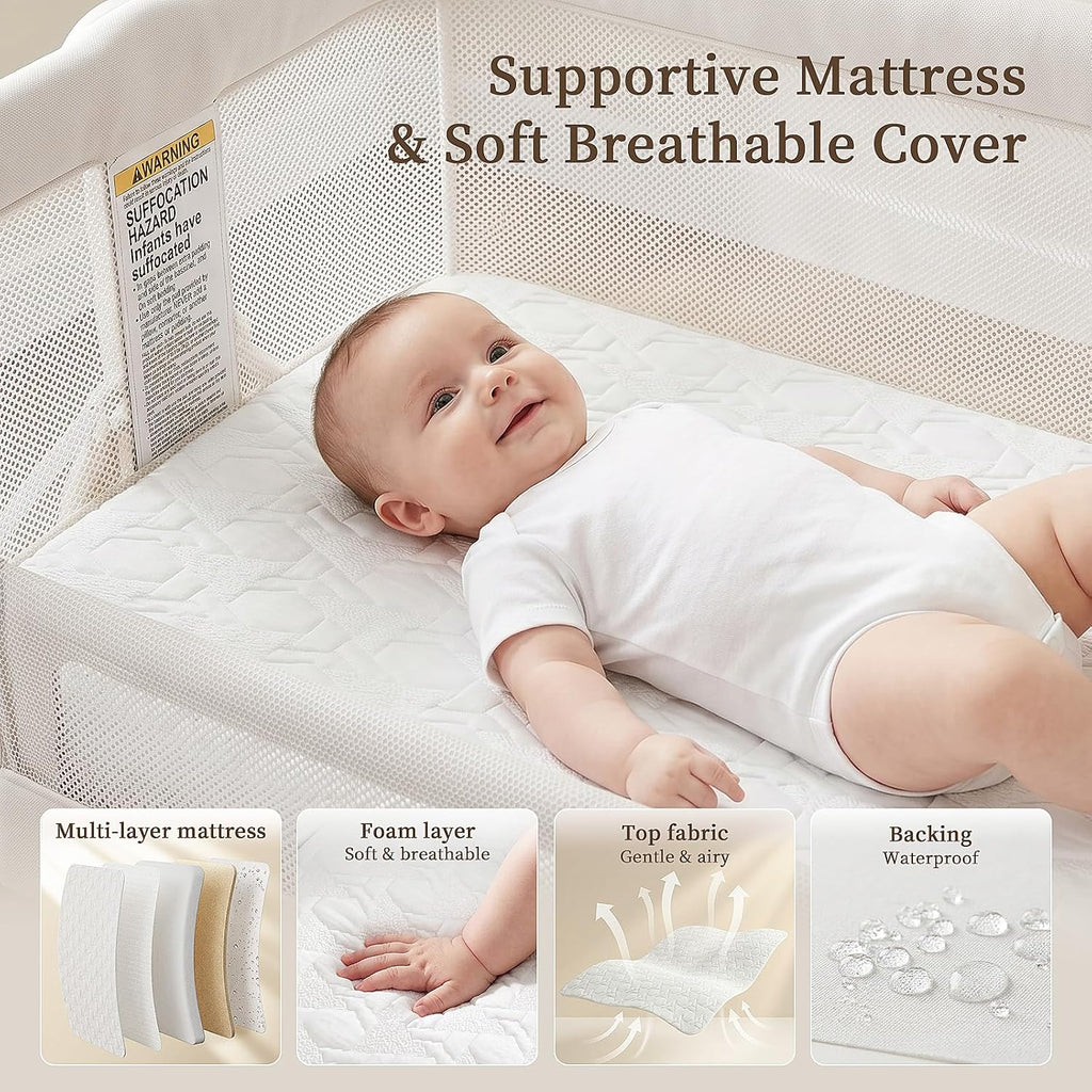 BabyBond Bassinet Bedside Crib, Stable & Safe, Anti-Reflux for Newborn