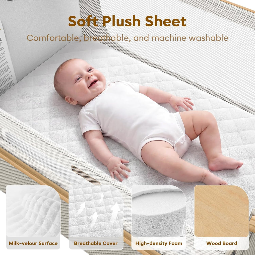 ANGELBLISS Baby Bassinet, One-Click Folding Bedside Bassinet with Carry Bag