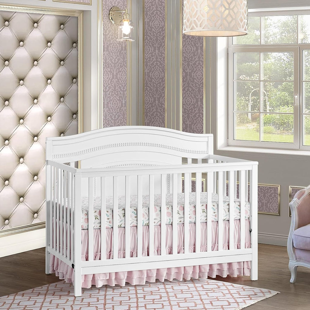 Oxford Baby Briella 4-in-1 Convertible Baby Crib, White, GreenGuard Gold Certified