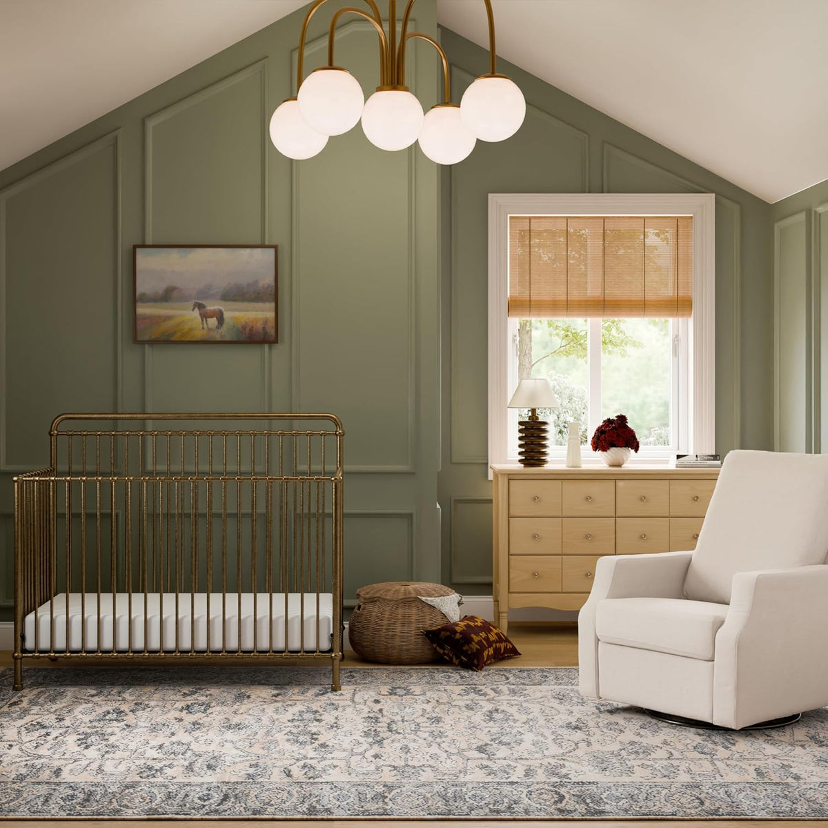 NAMESAKE Winston 4-in-1 Convertible Baby Crib, Vintage Gold - 70 lbs