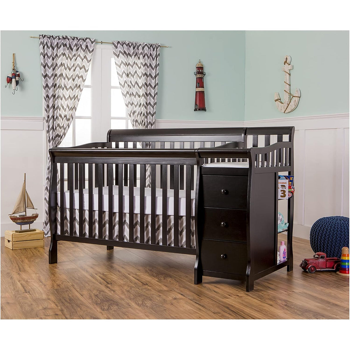 Dream On Me Brody 5-in-1 Convertible Crib and Changer, GREENGUARD Gold