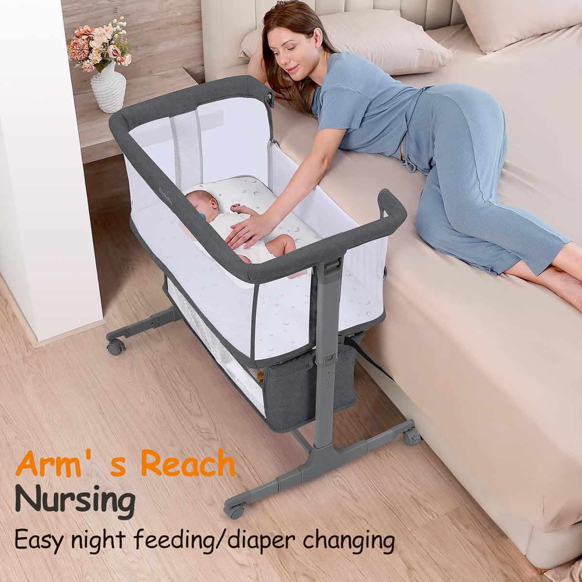Ezebaby Bedside Bassinet for Baby, Portable Baby Bassinet Bedside Sleeper
