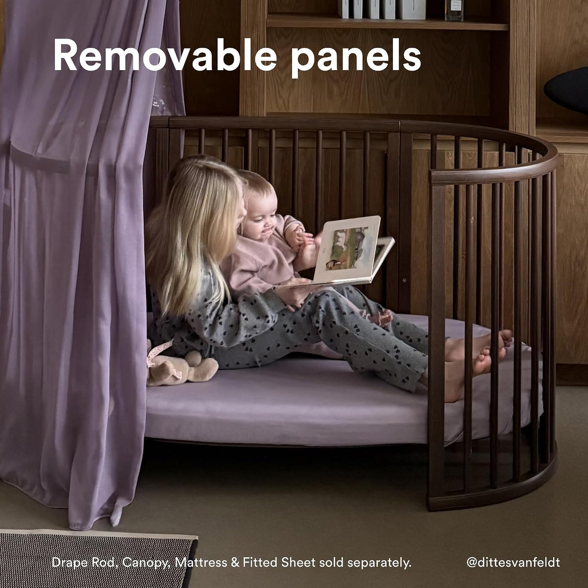Stokke Sleepi Bed V3 - Suitable for Ages 0-5 Years Old, Warm Brown