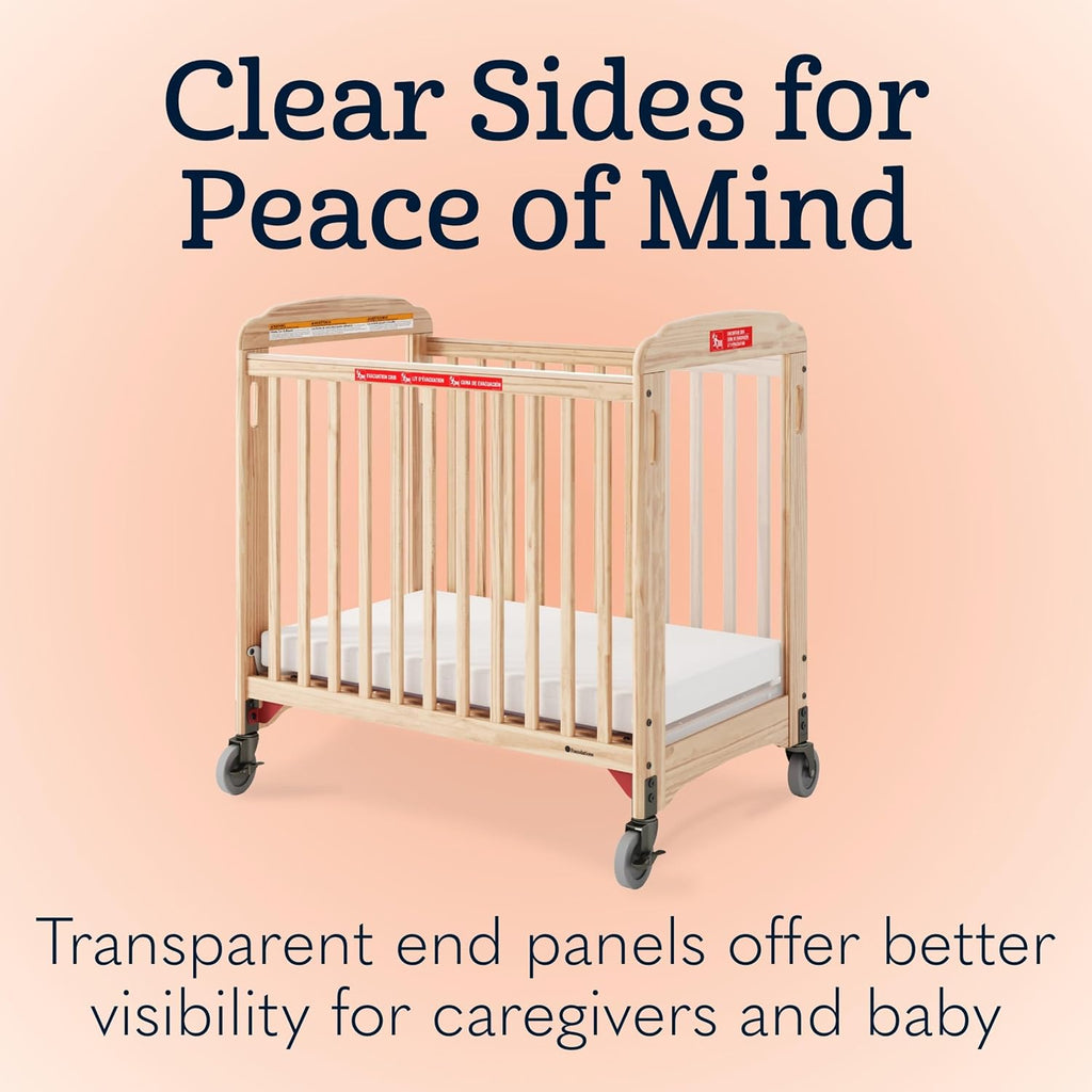 Foundations First Responder Evacuation Fixed-Side Daycare Crib, Natural