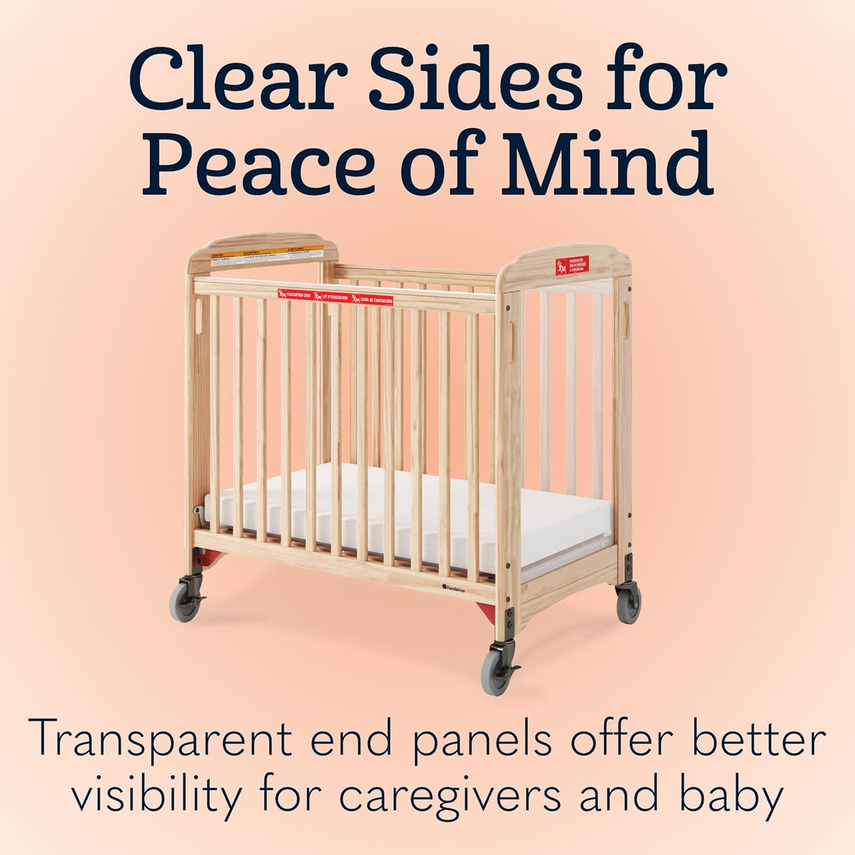 Foundations First Responder Evacuation Fixed-Side Daycare Crib, Natural