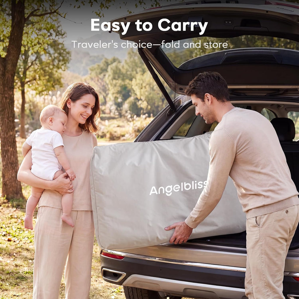 ANGELBLISS Baby Bassinet, One-Click Folding Bedside Bassinet with Carry Bag