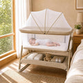 Baby Bassinet Bedside Sleeper, 3-in-1 Rocking & Rolling Crib