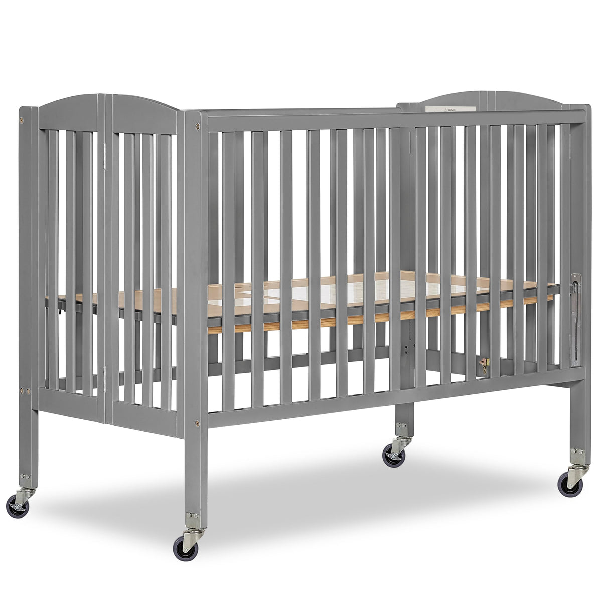Dream On Me Folding Full Size Convenience Baby Crib with Durable Metal Wheels, Portable Space-Saving Design, 2 Adjustable Heights, Easy Fold Flat Storage, GREENGUARD Gold & BSA Certified, White