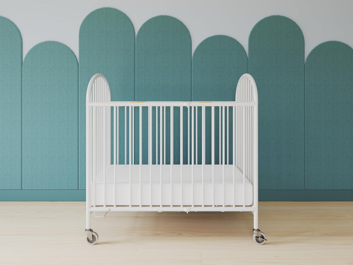 Foundations Pinnacle Folding Metal Portable Baby Hotel Crib, White