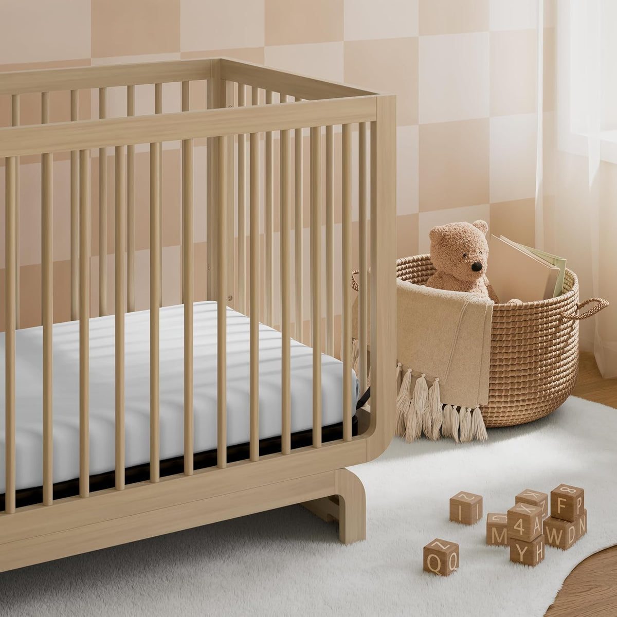 Storkcraft Santorini 5-in-1 Convertible Crib with Guardrail, Driftwood