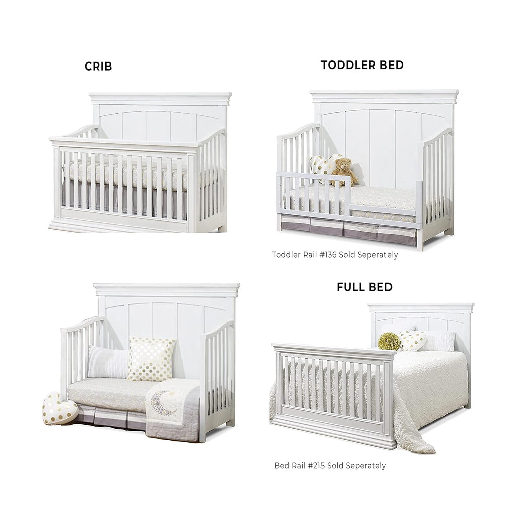 Sorelle Furniture Modesto Classic 4-in-1 Convertible Crib, Wooden Baby Bed, Non-Toxic Finish, Toddler Bed, Daybed & Full-Size Bed, Nursery Furniture-White