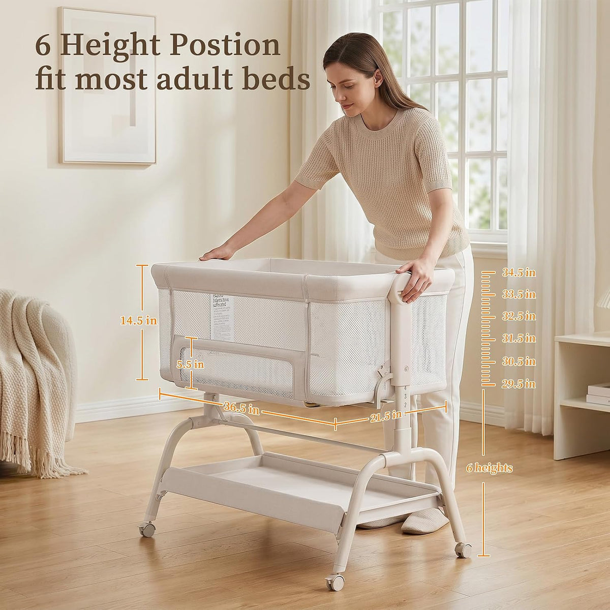 BabyBond Bassinet Bedside Crib, Stable & Safe, Anti-Reflux for Newborn