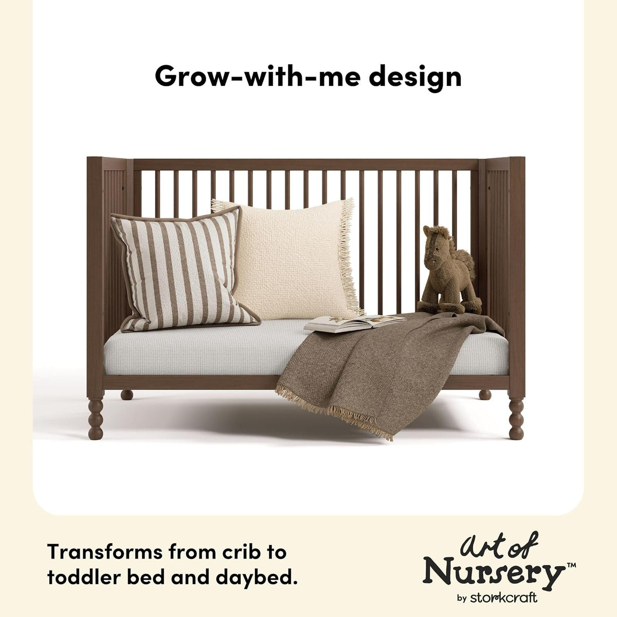 Storkcraft Rio 5-in-1 Convertible Crib and Toddler Guardrail, Hazelnut