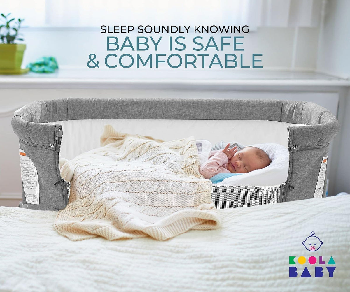 KoolerThings 3 in 1 Baby Bassinet, Bedside Sleeper, & Playpen, Easy Folding Portable Crib (Grey)- KoolaBaby (Bassinet)