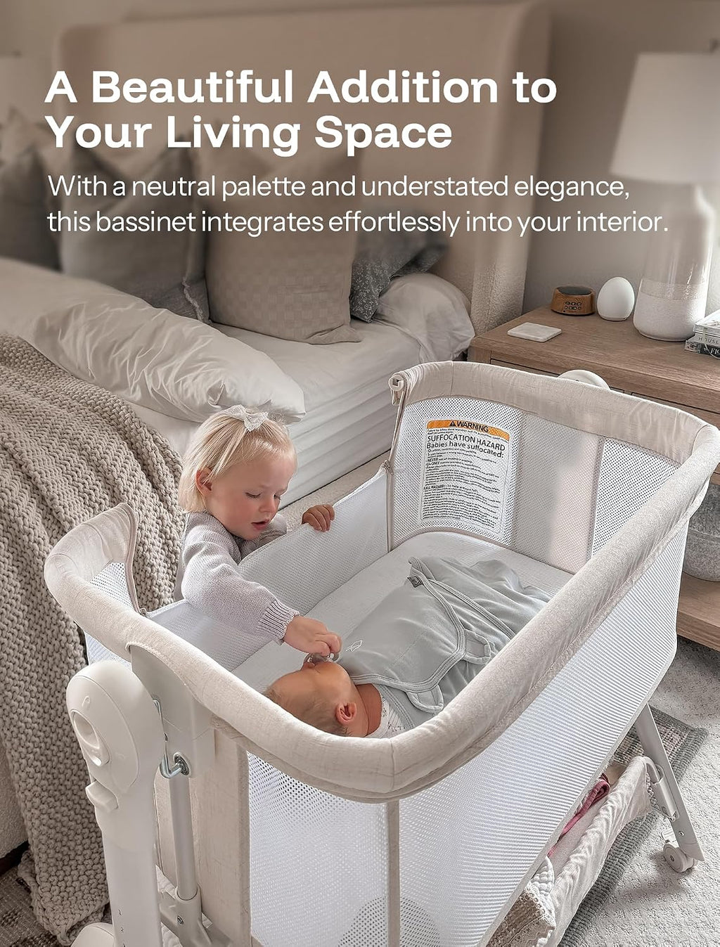 HARPPA Cuddly Sway Baby Bassinet Bedside Sleeper, 3 in 1 Rocking Bassinet