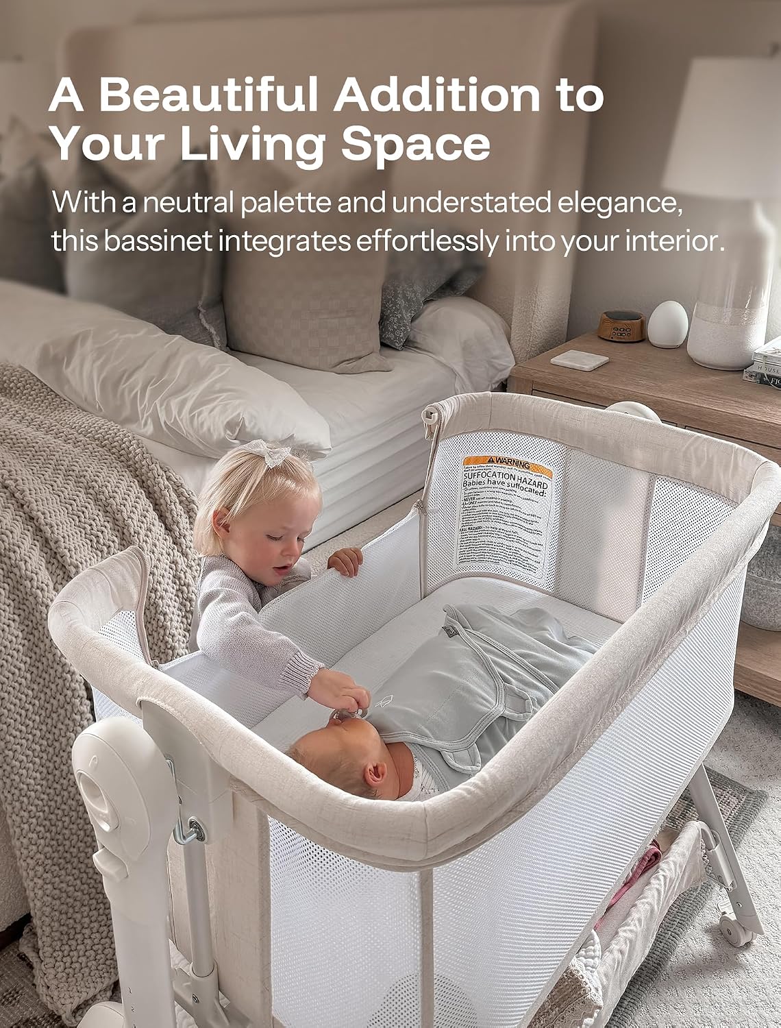 HARPPA Cuddly Sway Baby Bassinet Bedside Sleeper, 3 in 1 Rocking Bassinet