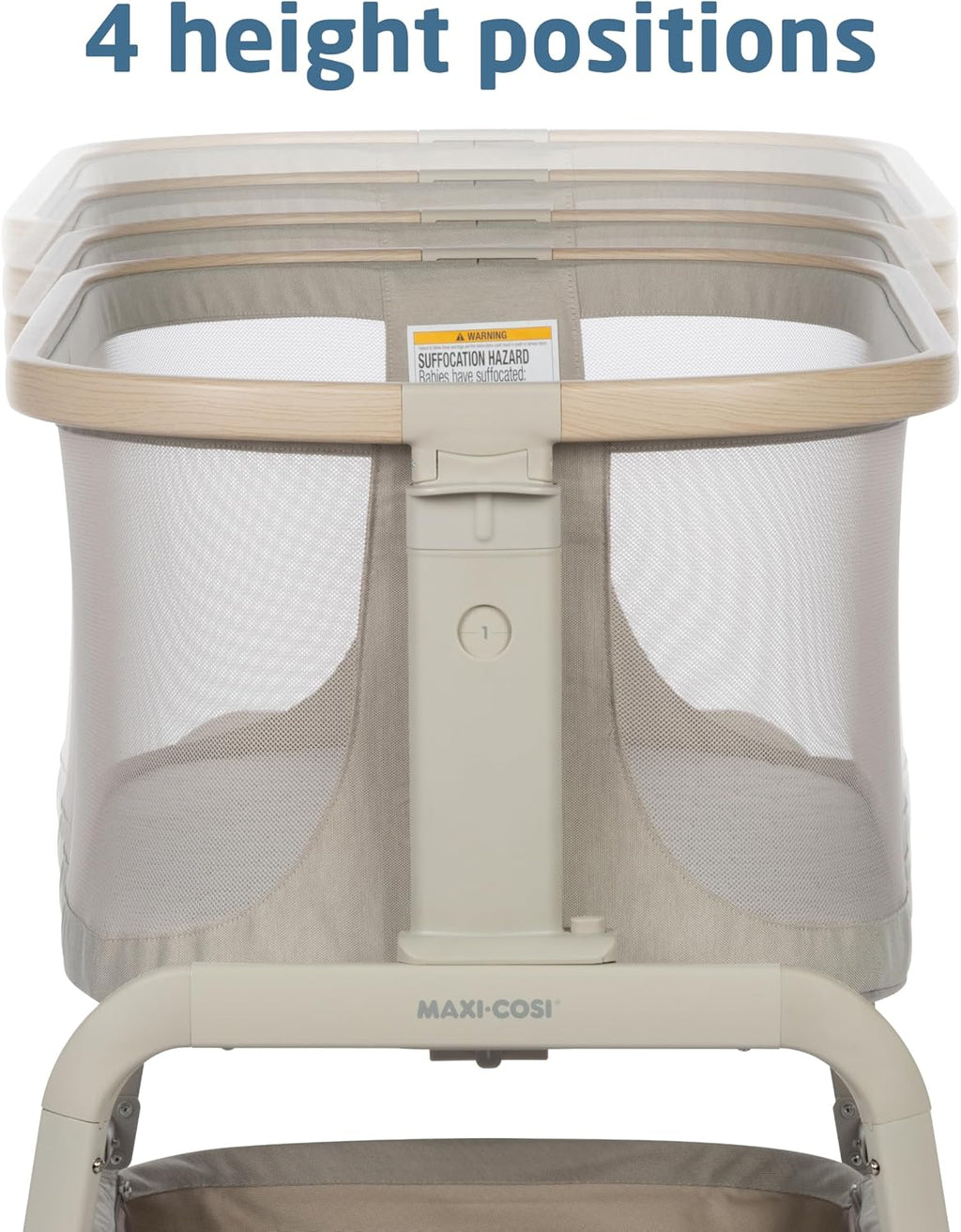 Maxi-Cosi Iora Baby Bassinets Bedside Sleeper, Portable Bassinet, Infant Bedside Sleeper Crib, Height Adjustable, Breathable Mesh, Large Storage Basket, Classic Oat