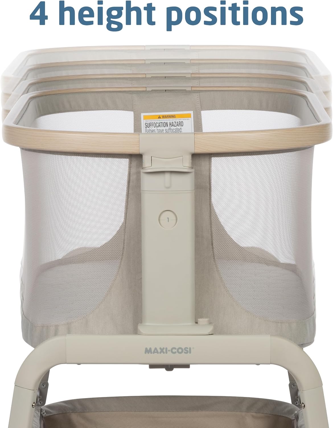 Maxi-Cosi Iora Baby Bassinets Bedside Sleeper, Portable Bassinet, Infant Bedside Sleeper Crib, Height Adjustable, Breathable Mesh, Large Storage Basket, Classic Oat