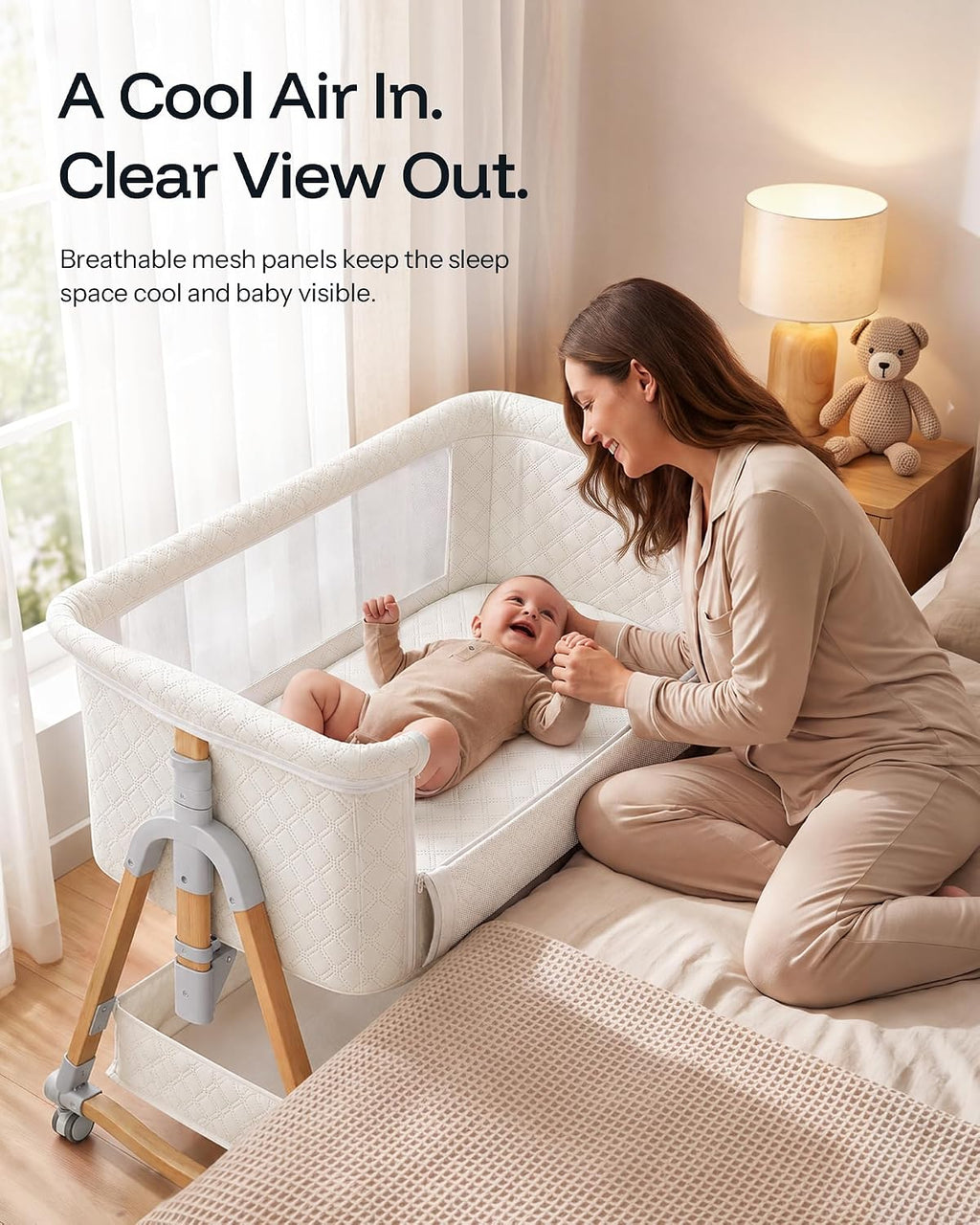 HARPPA Cuddly Bassinet Bedside Sleeper, 3 in 1 Baby Bassinet with Mattress