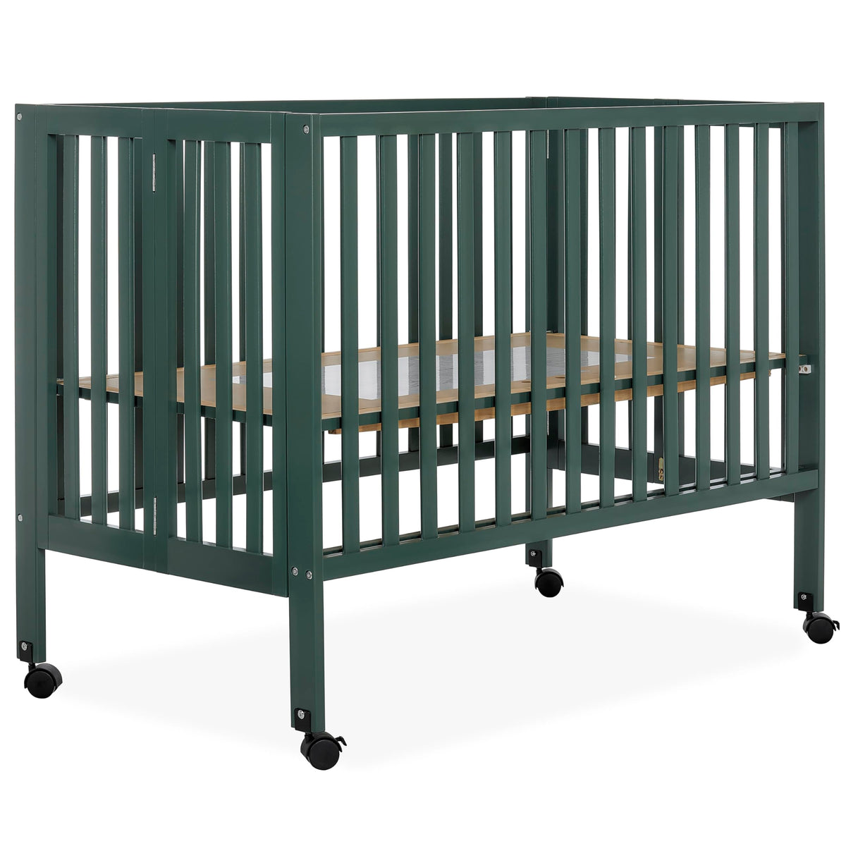 Dream On Me Quinn Full-Size Portable Baby Crib in Natural, GreenGuard Gold & JPMA, Patented Quick Fold System, Adjustable Mattress Support, Smooth Wheels, Compact Design, Safe Sleep Assurance