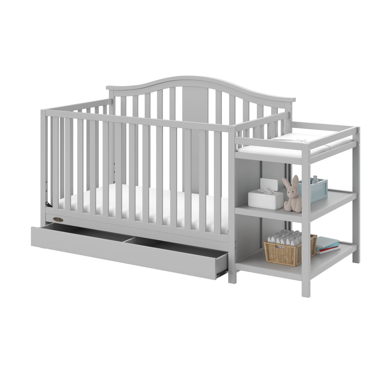 Graco Solano 4-in-1 Convertible Crib with Drawer, Pebble Gray