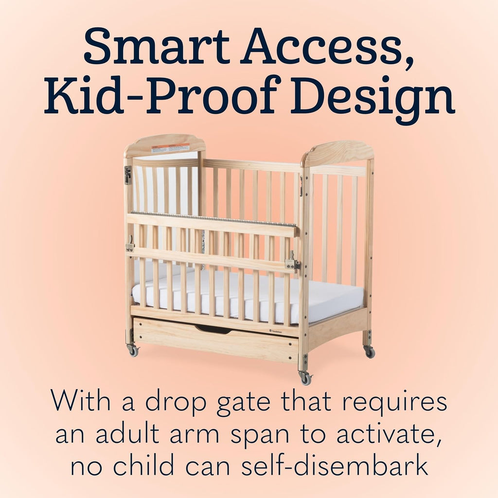 Foundations Serenity SafeReach Mirrorview Crib with Access Gate, Natural