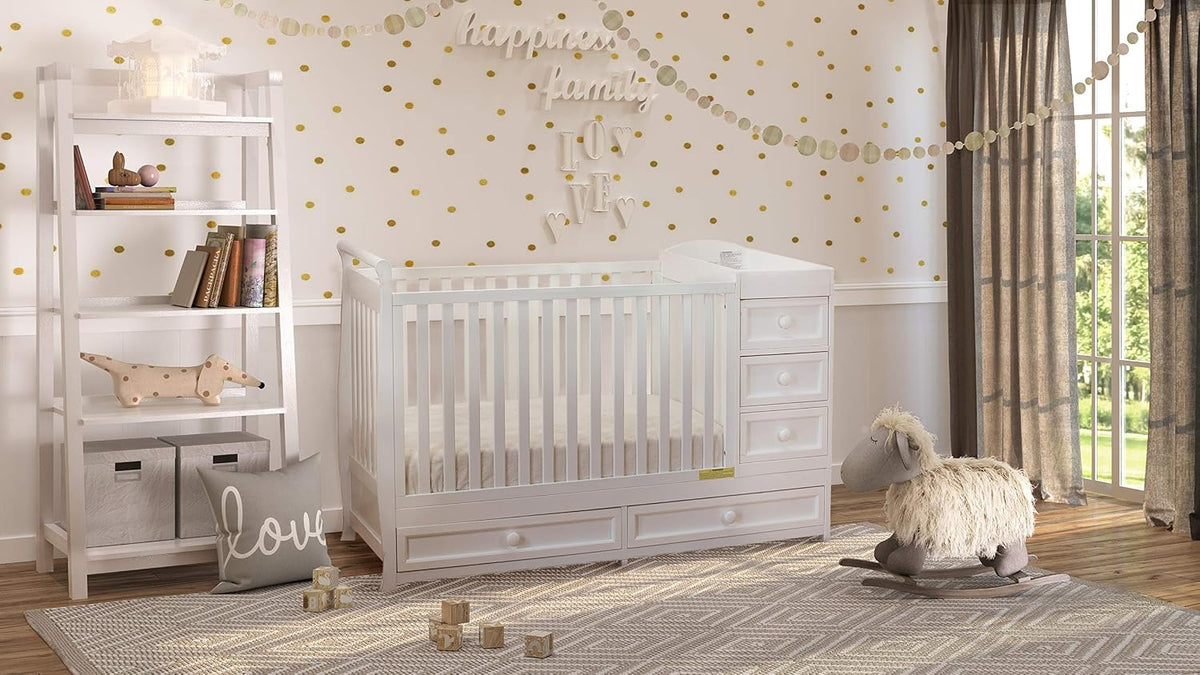 Athena Daphne Convertible Crib and Changer, White