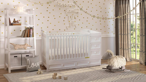 Athena Daphne Convertible Crib and Changer, White