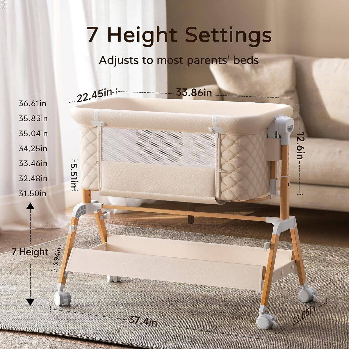 3 in 1 Baby Bassinet Bedside Sleeper,Bedside/Rocking Bassinet for Baby