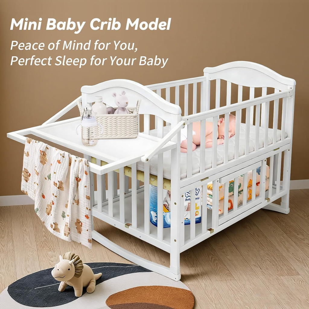 Flwrgirl Portable Mini Baby Crib,Cunas para Bebes with Shelf & Rack