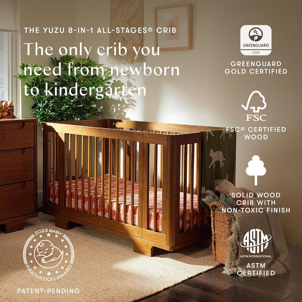 babyletto Yuzu All-Stages Convertible Baby Crib, Natural Walnut