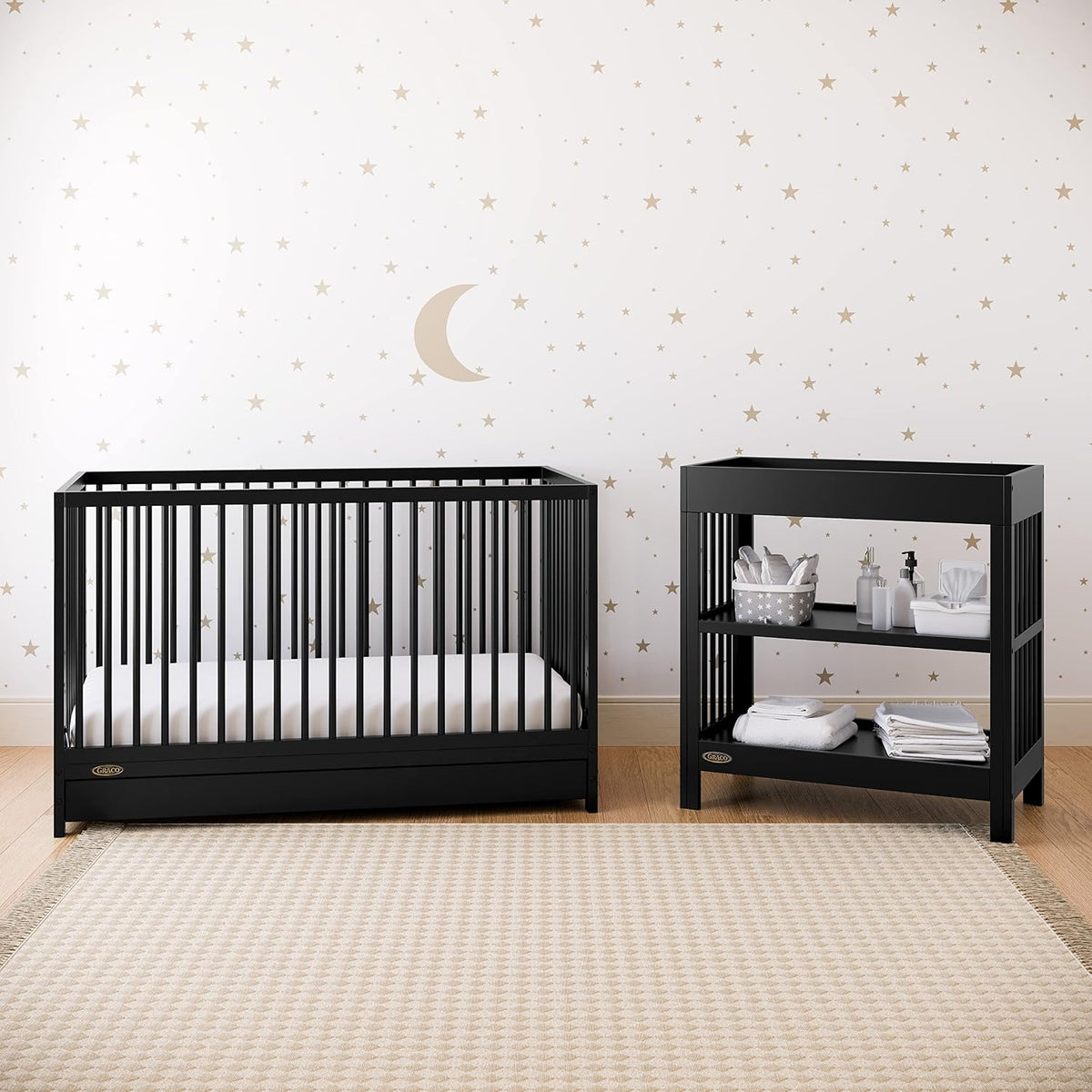 Graco Teddi 5-in-1 Convertible Crib with Drawer, Black