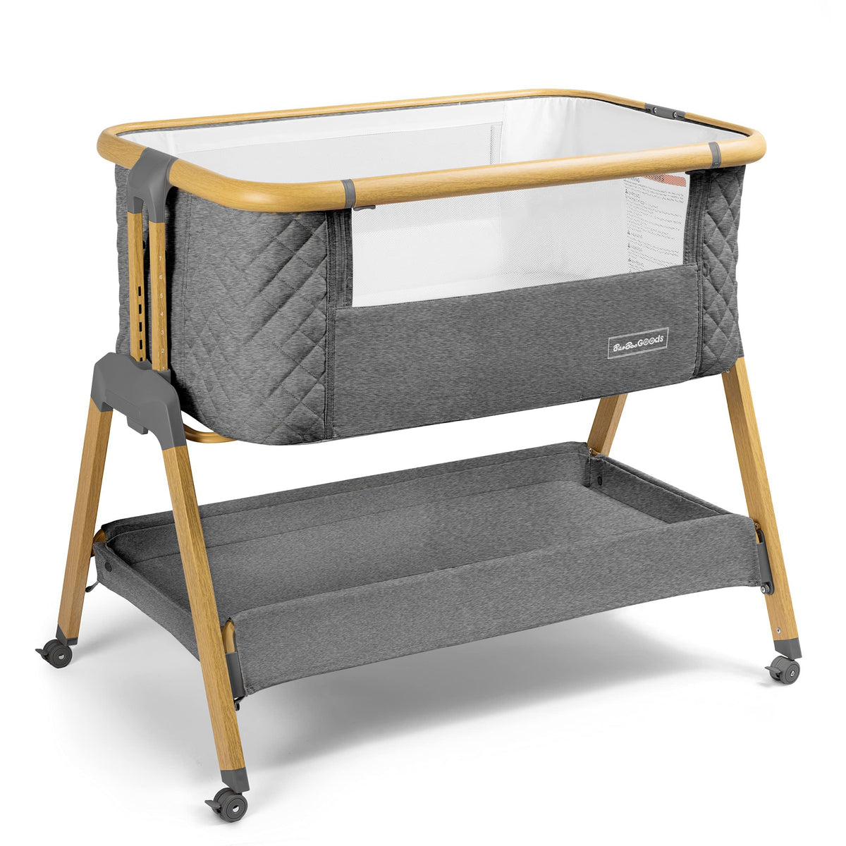 3 In 1 Baby Bassinet with Wheels, Portable Bedside Sleeper for Baby with 7 Adjustable Heights and Foam Mattress, Baby Bedside Crib for Newborns and Infants with Storage Basket, Carry Bag Included