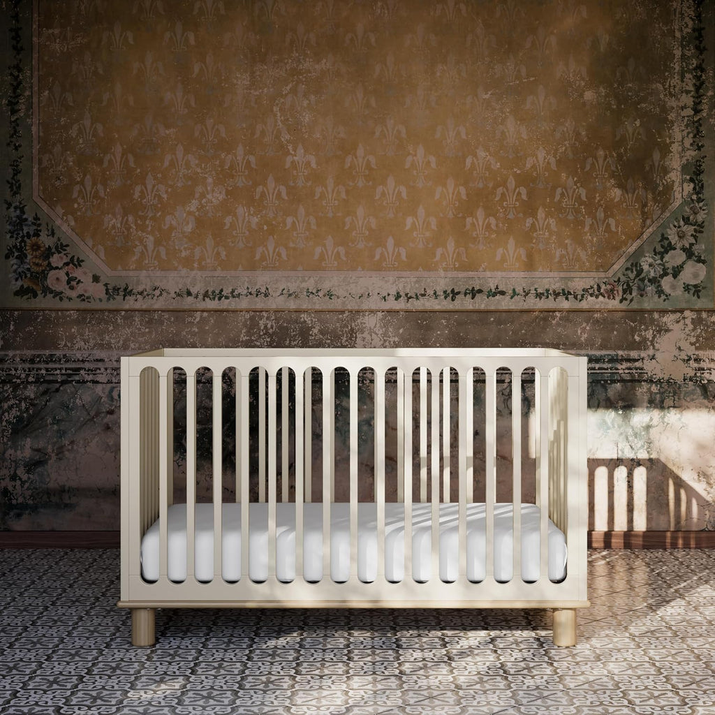 Storkcraft Sicily 3-in-1 Convertible Crib with Guardrail, Frosted Oat