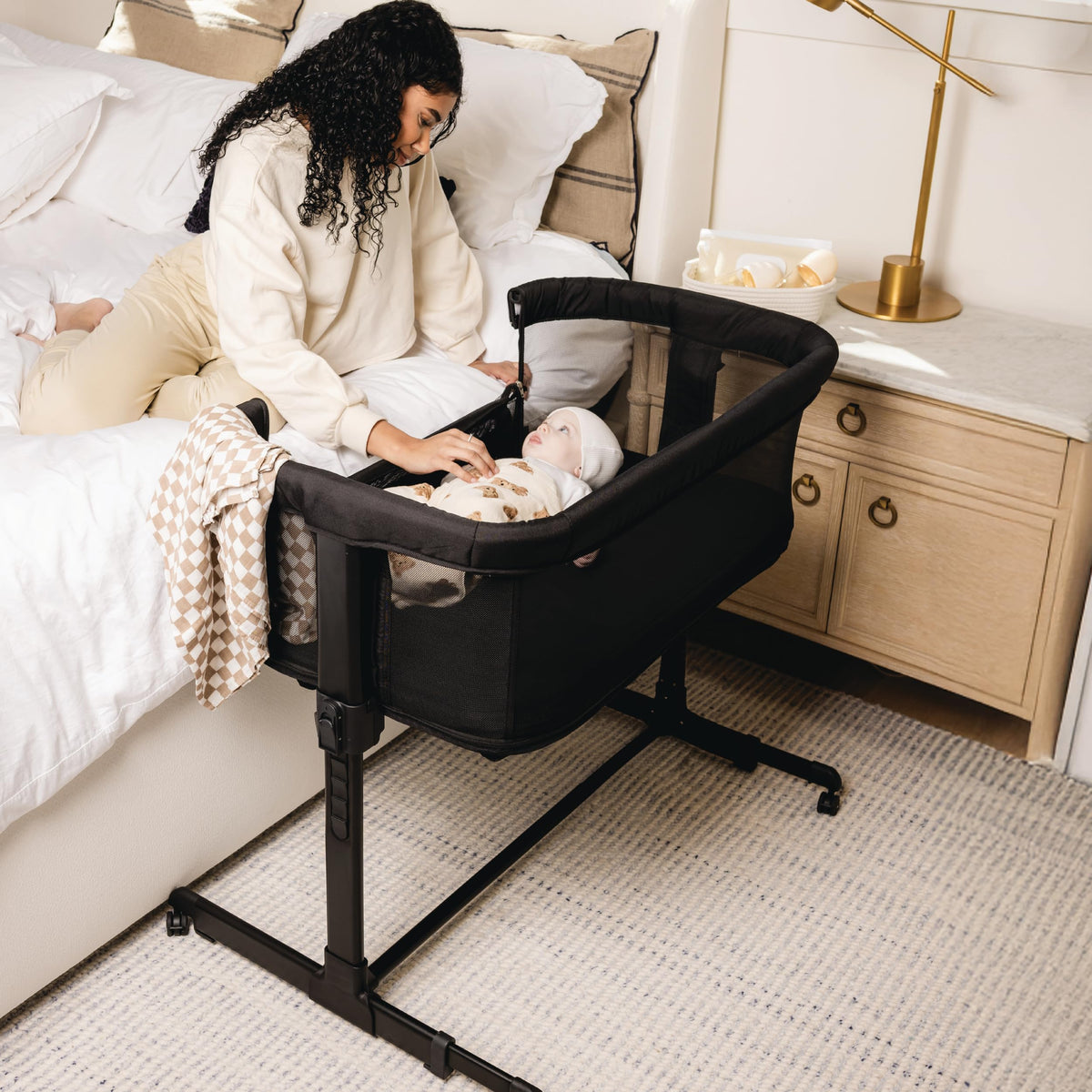 KoolerThings 3 in 1 Baby Bassinet, Bedside Sleeper, & Playpen, Easy Folding Portable Crib (Grey)- KoolaBaby (Bassinet)