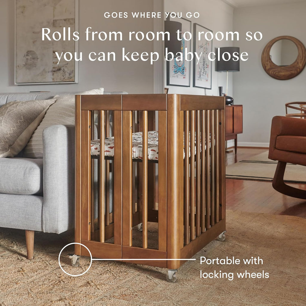 babyletto Yuzu All-Stages Convertible Baby Crib, Natural Walnut