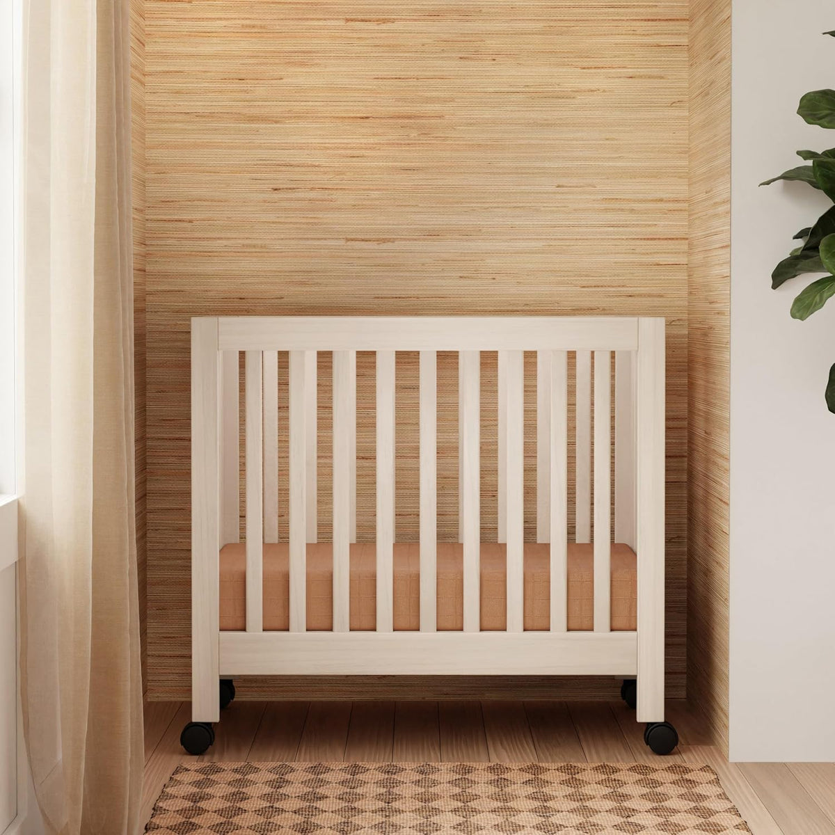 babyletto Origami Mini Portable Crib, GREENGUARD Certified Washed Natural