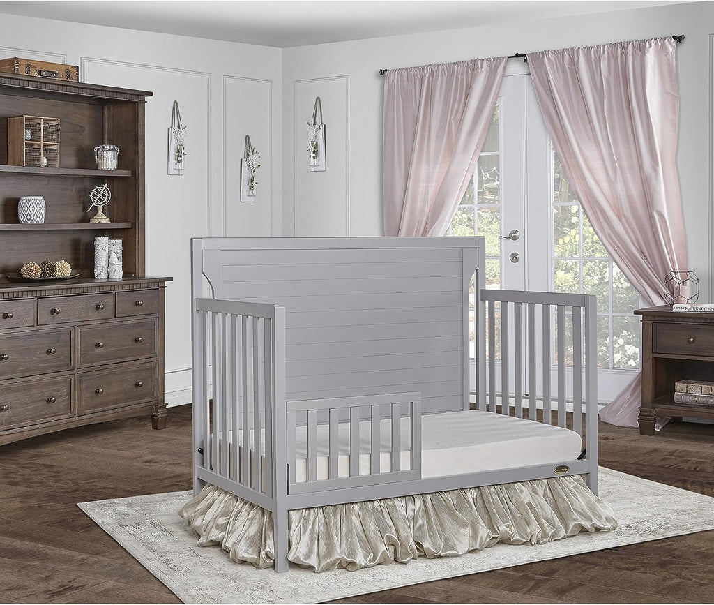 Dream On Me Cape Cod 5-In-1 Convertible Crib In Pebble Grey, Greenguard Gold And JPMA Certified, Built Of Sustainable New Zealand Pinewood, 3 Mattress Height Positions